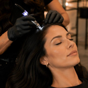 Advanced trichology scalp treatment with professional SMP therapy at Clearwater Beach clinic